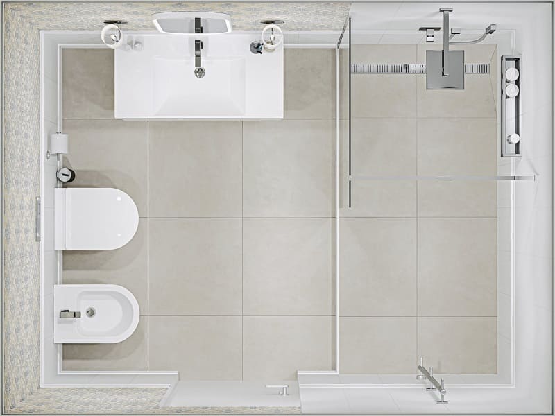 Совмещенный санузел Фару / Про Чементо / Диагональ