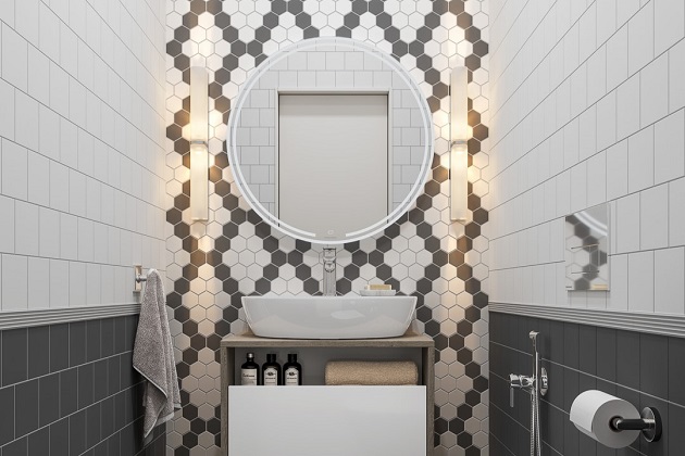 Туалетная комната Агуста черно-белый