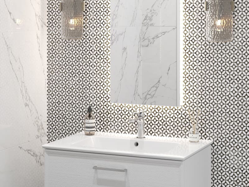 Туалетная комната Коррер черно-белая