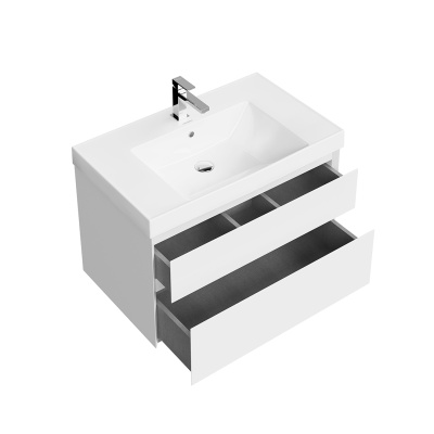 Тумба Cubo/Кубо подвесная с ящиками 80, белая глянцевая