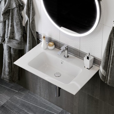 Раковина Piano/Пиано подвесная/мебельная 75, белая глянцевая