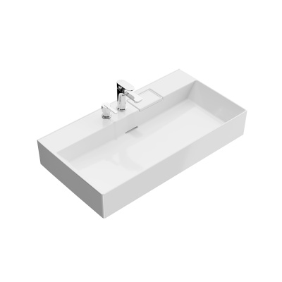 Раковина Logica/Лоджика мебельная\подвесная с двумя отверстиями 90, белая глянцевая