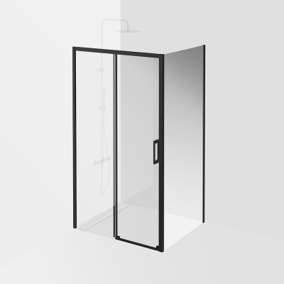 Душевая дверь Vetro/Ветро, раздвижная, 110х195, матовый черный