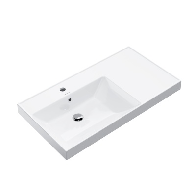 Раковина Cubo/Кубо левая подвесная\мебельная 90, белая глянцевая