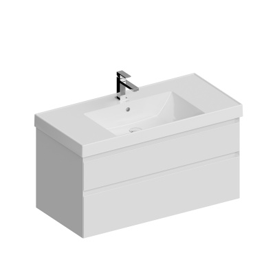 Тумба Cubo/Кубо подвесная с ящиками 100, белая глянцевая