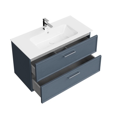 Тумба Piano Classic/Пиано Классик подвесная 95 см, 2 ящика, ясень синий матовый