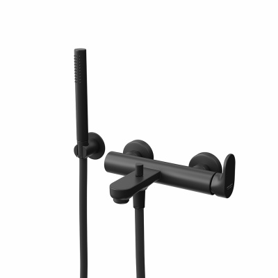 Ручной душ Ole/Оле с держателем для лейки и шлангом, без вывода для подачи воды, матовый черный