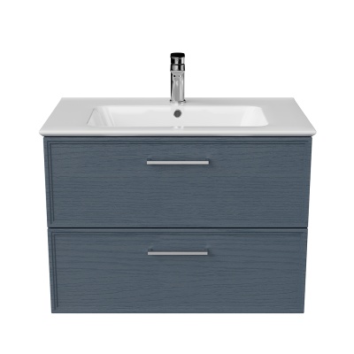 Тумба Piano Classic/Пиано Классик подвесная 75 см, 2 ящика, ясень синий матовый