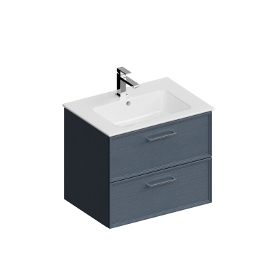 Тумба Piano Classic/Пиано Классик подвесная 65 см, 2 ящика, ясень синий матовый