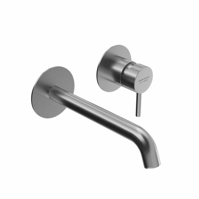 Смеситель для раковины Eterna/Этерна настенный, без донного клапана, нержавеющая сталь