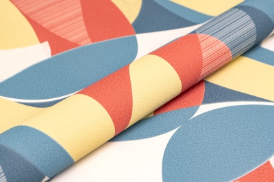 Обои виниловые на флизелиновой основе Шафран мотив, разноцветный синий