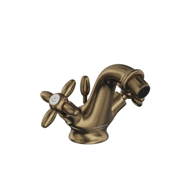Смеситель для биде Muse/Муза вентильный с донным клапаном, потертая бронза