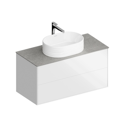 Тумба Plaza Modern/Плаза Модерн подвесная 100 белый 2 ящика