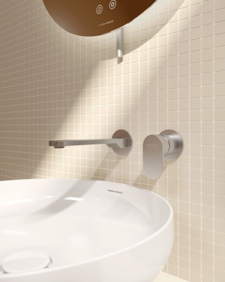 Смеситель для раковины Siara/Сиара настенный, с внутренней частью, нержавеющая сталь