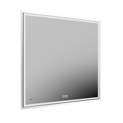 Зеркало Tecno/Текно c LED 90 с подсветкой, с функцией антизапотевание, белый глянцевый