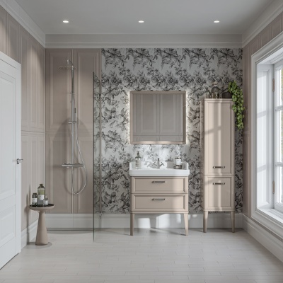 Тумба Pompei/Помпеи напольная с 2 ящиками 80, камео бежевый глянцевый