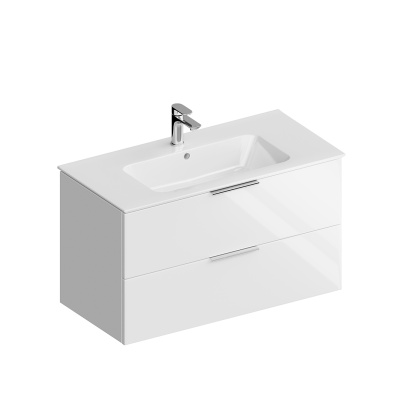 Тумба Piano Forte/Пиано Форте подвесная 95 см, 2 ящика, белый глянцевый