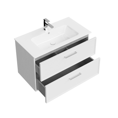 Тумба Piano Classic/Пиано Классик подвесная 85 см, 2 ящика, ясень белый матовый