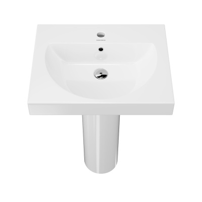 Раковина Buongiorno/Бонджорно подвесная/мебельная 60, белая глянцевая