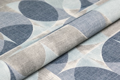 Обои виниловые на флизелиновой основе Шафран мотив, синий, круги