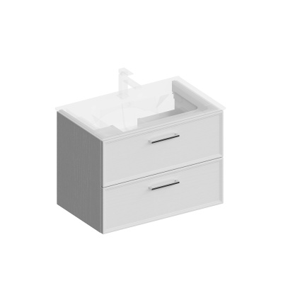 Тумба Piano Classic/Пиано Классик подвесная 75 см, 2 ящика, ясень белый матовый