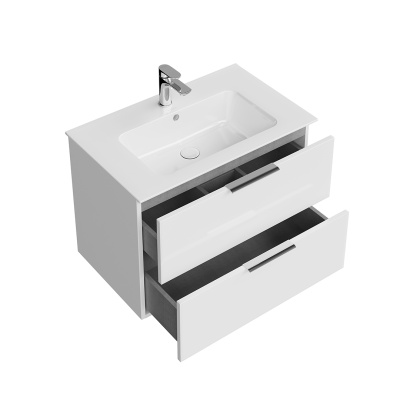 Тумба Piano Forte/Пиано Форте подвесная 75 см, 2 ящика, белый глянцевый