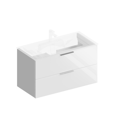 Тумба Piano Forte/Пиано Форте подвесная 95 см, 2 ящика, белый глянцевый