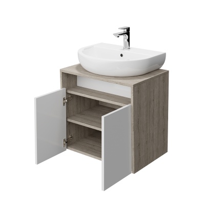 Тумба Pro/Про подвесная 2 дверцы 60, белая глянцевая