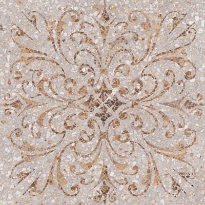 Керамический гранит 60x60x1,1 Терраццо бежевый декорированный обрезной