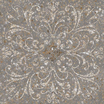 Керамический гранит 60x60x1,1 Терраццо коричневый декорированный обрезной